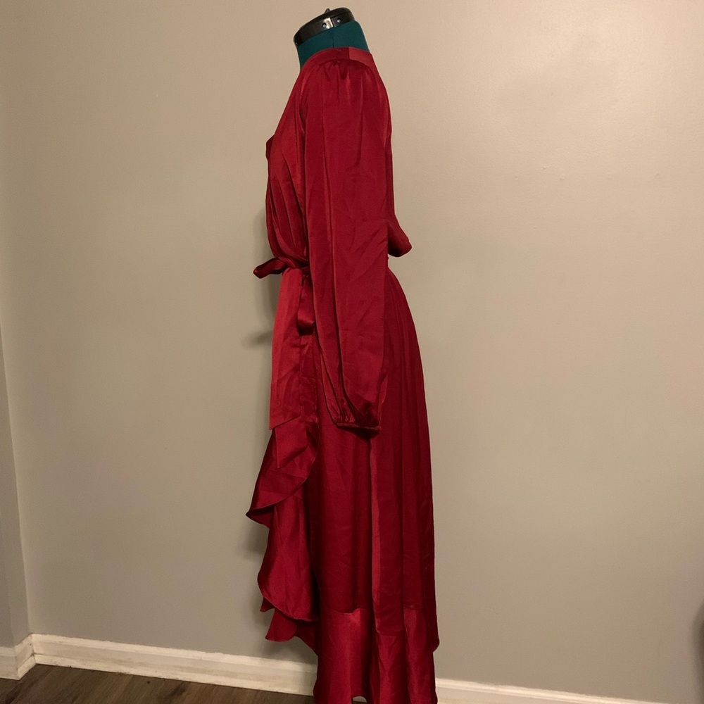 Amazon Silky Asymmetrical Hem Wrap Dress - Picture 2 of 4